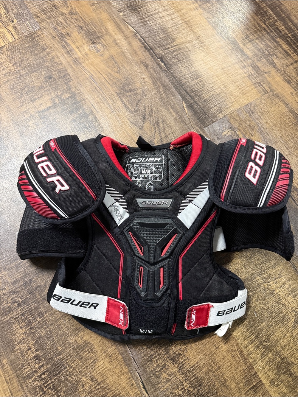 Bauer Youth Black and Red Hockey Shoulder Pads